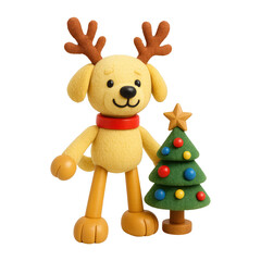 Naklejka premium PNG Festive dog toy with tree