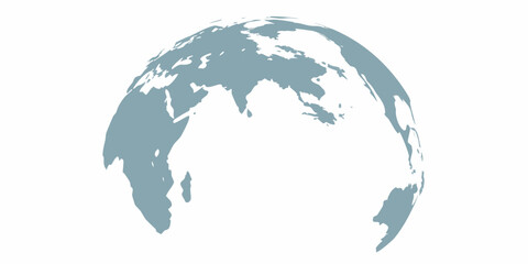 Stylized abstract globe showing continents of asia and africa on a white background