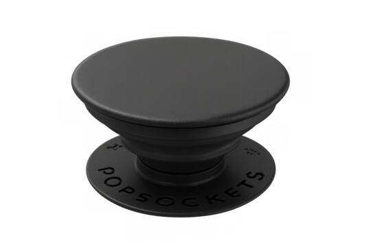 Black collapsible phone grip and stand on transparent background - Powered by Adobe