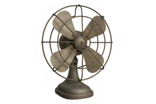 Vintage metal desk fan moving air