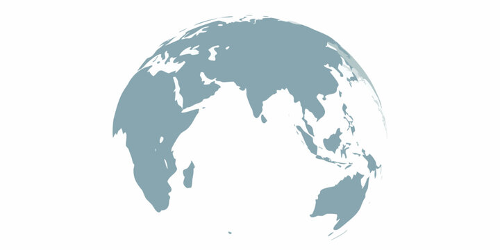 Stylized globe showing asia australia and the indian ocean on a white background