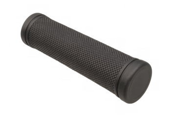 Black rubber bicycle handle grip on transparent background