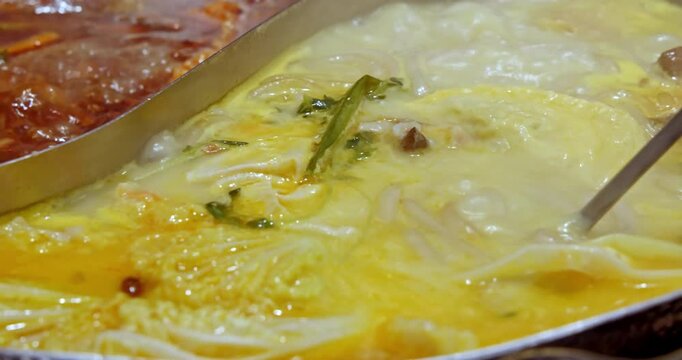 Sichuan Mandarin Duck Hot Pot Feast with Red and White Broth Base