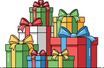 Gifts Boxes Colorful Stacked Vector illustration