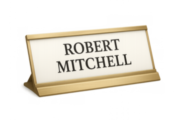 Desktop name plate showing robert mitchell name