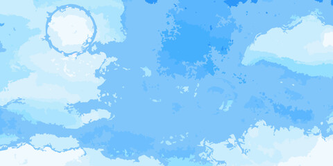 Abstract watercolor background with a circular element in light blue and white tones
