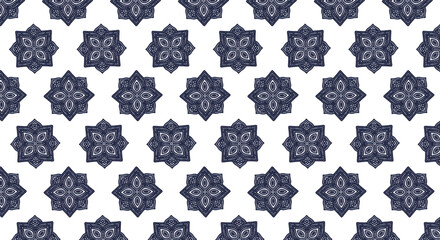 In dian tradition art. Seamless mandala pattern deep blue tone.  print, ethnic, seamless, geometric, geometry, floral, ornament, abstract, tile, vintage, classic, fabric, luxury .