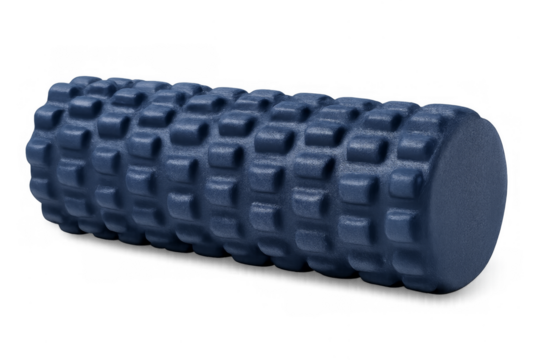 Dark blue foam roller for muscle recovery and fitness - Powered by Adobe
