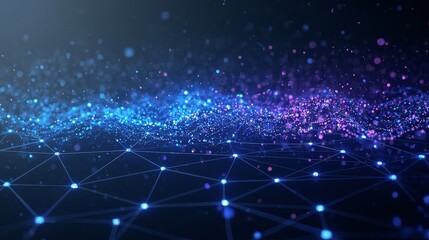 Abstract digital network background with glowing dots and connecting lines