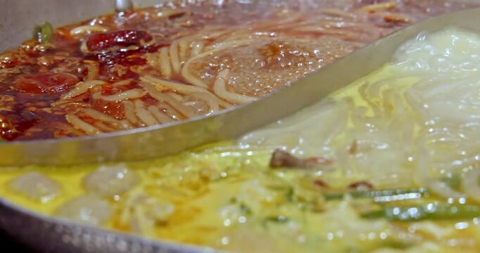 Sichuan Mandarin Duck Hot Pot Feast with Red and White Broth Base