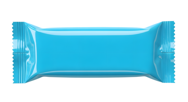 Blue candy bar wrapper