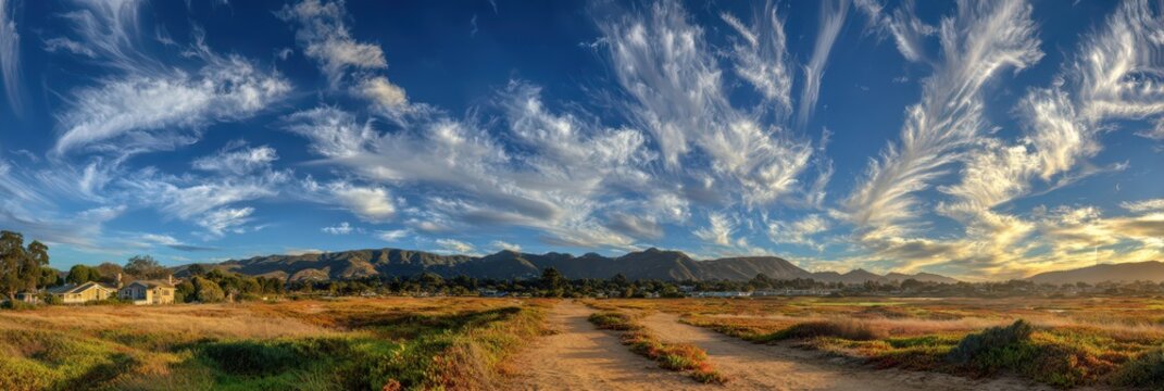 Stunning Los Osos Valley: A Breathtaking Panorama of Nature's Landscape under a Colorful Sky at Sunset and Sunrise