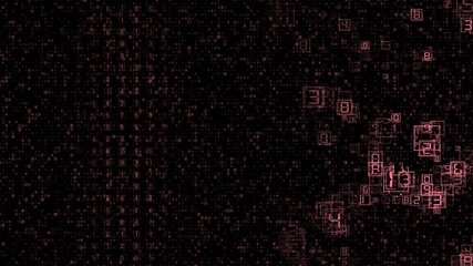 Digital matrix with numbers and squares floating on a dark background abstract design - Powered by Adobe