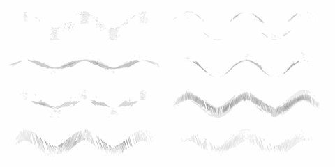 Collection of abstract wavy lines and waveform patterns in various sketchy and textured styles