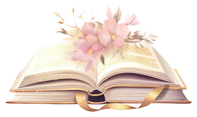 PNG Vintage book publication reading flower.