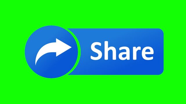 share button on green screen chroma key motion animation
