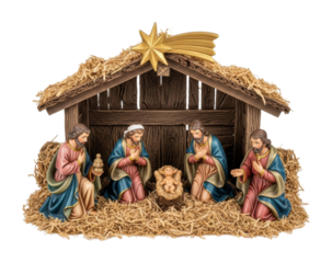 Nativity scene display christmas celebration home isolated on transparent background