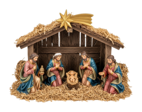 Nativity scene display christmas celebration home isolated on transparent background