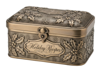 Creating cherished memories holiday recipe box cozy kitchen decor isolated on transparent background