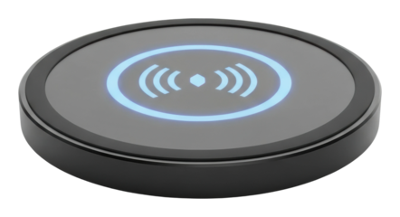 Wireless charging pad for smartphones home office tech gadget modern isolated on transparent background