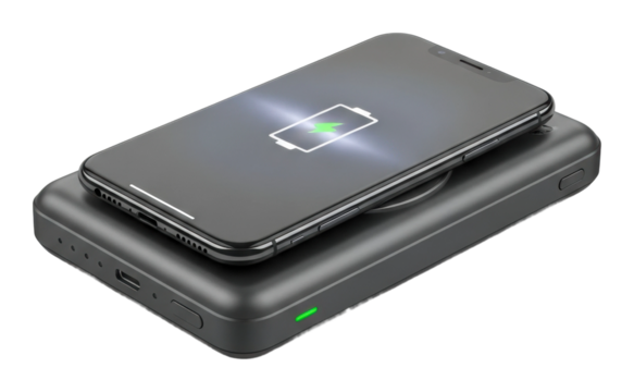 Wireless charging power bank for smartphones home office technology isolated on transparent background - Powered by Adobe