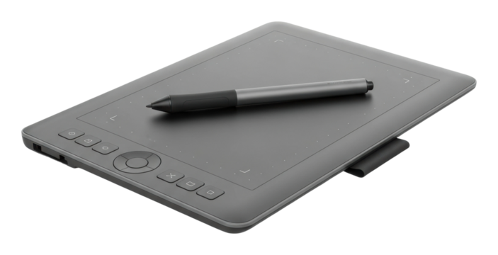 Digital drawing tablet and stylus creative workspace technology isolated on transparent background - Powered by Adobe