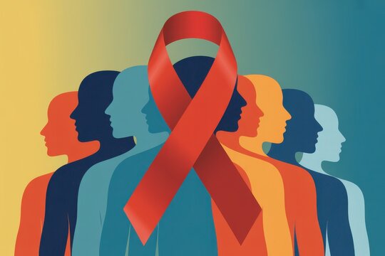 Red ribbon symbol for global health awareness