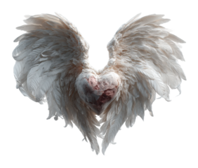 Angelic heart shape wings piece digital conceptual isolated on transparent background