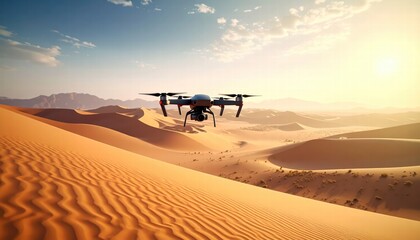 drone flying in the sahara desert