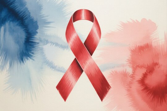Red ribbon symbol for social awareness campaign