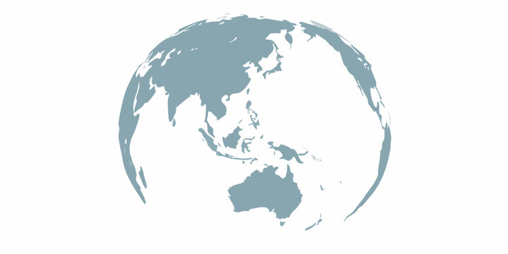 Stylized globe showing asia australia and pacific islands on a white background