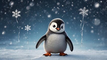 penguin on the snow
