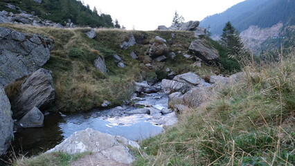Beautiful landscape, mountain creek stream