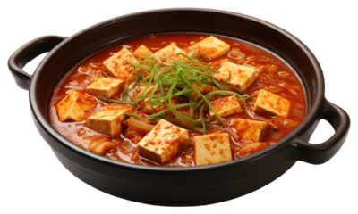 PNG Korean kimchi tofu stew food soup meat.