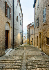 Historic Fermo Old Town Street with Stone Brick Stairs