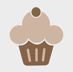 Sweet Cupcake Icon — Minimal Bakery Dessert Vector Illustration