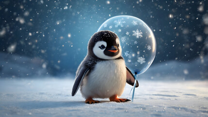 penguin on snow