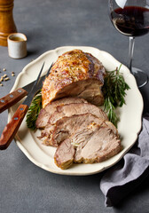 freshly baked pork neck roast