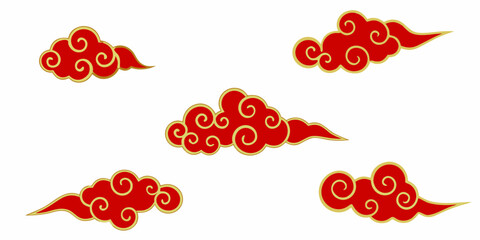 Traditional red and gold auspicious clouds pattern for asian culture and celebrations