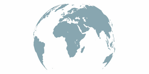 Stylized blue globe showing continents of africa europe and asia on a white background © Ankan