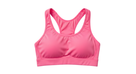 Bright Pink Sports Bra With Racerback Design Isolated on Black Background athletic wear isolated on a transparent background
