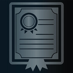 Certificate document with seal and ribbon icon award