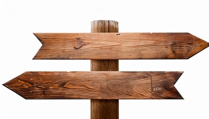 wooden directional signposts isolated on white background transparent