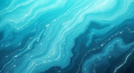 Obraz premium Abstract image of aqua and deep blue liquid, creating wave and flow. It represents the ocean depth and movement, suitable for water or abstract theme.