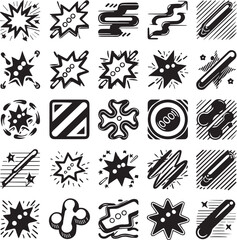 set of icons for design,Cartoon Boom Zap Pop Effects Pack