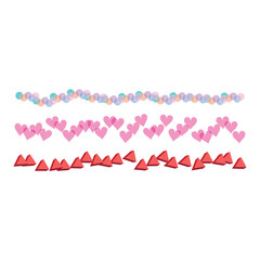 Cute heart and confetti border design elements for celebrations and invitations