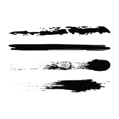 Collection of hand drawn grunge ink brush strokes and textures