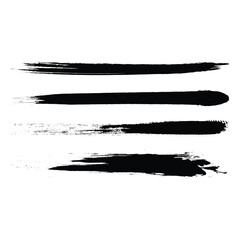 Hand drawn black ink brush stroke elements collection