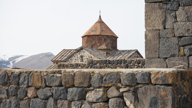 old stone church at lake Sewan Armenia