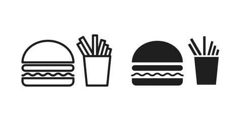 Burger Fries icon, vector graphics collection. logotype graphic art design